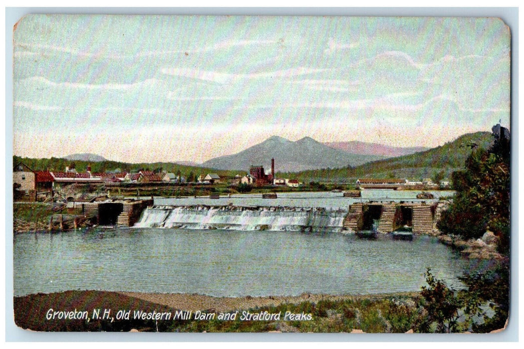 c1910 Old Western Mill Dam Stratford Peaks Graveton New Hampshire NH Postcard