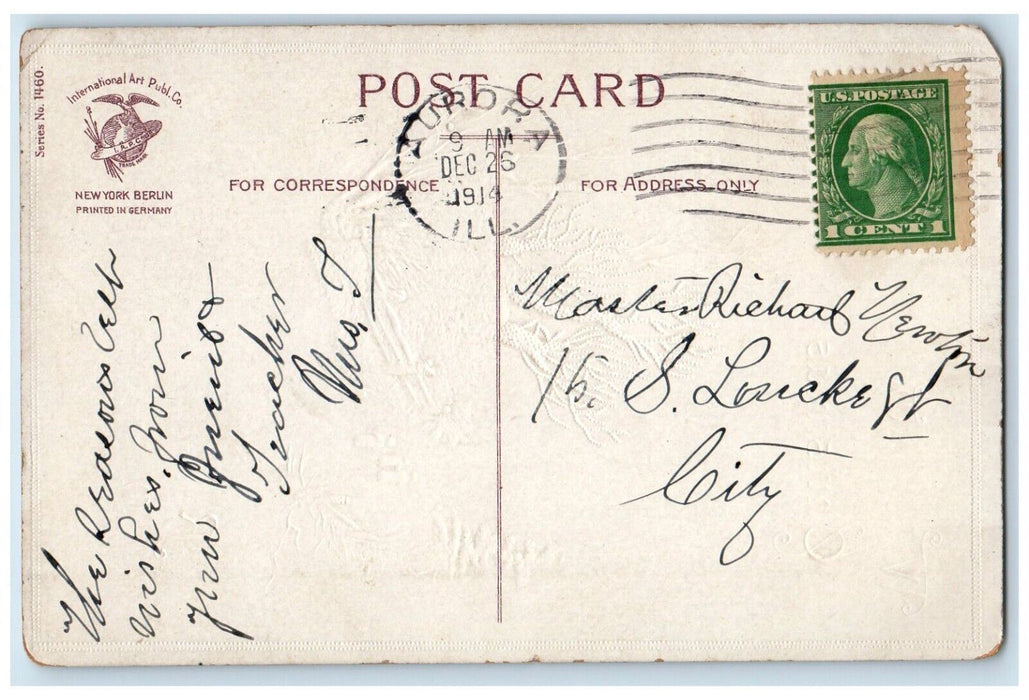 1914 Christmas Greetings Winter Snow Ellen Clapsaddle Artist Signed Postcard