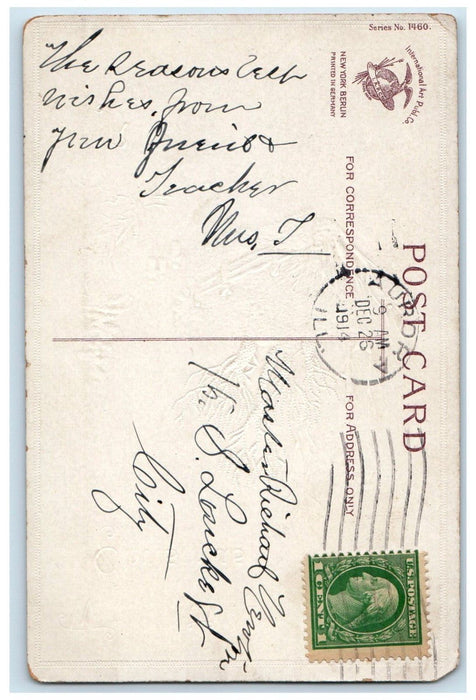 1914 Christmas Greetings Winter Snow Ellen Clapsaddle Artist Signed Postcard