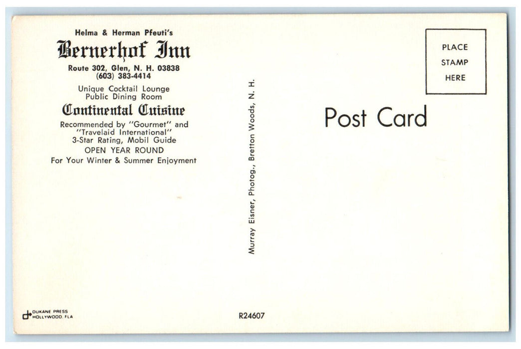 c1950's Multiview Interior Dining Bernerhof Inn Glen New Hampshire NH Postcard