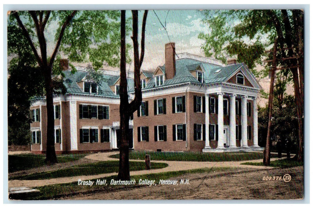 1908 Crosby Hall Dartmouth College New Hampshire NH Taftsville VT Postcard