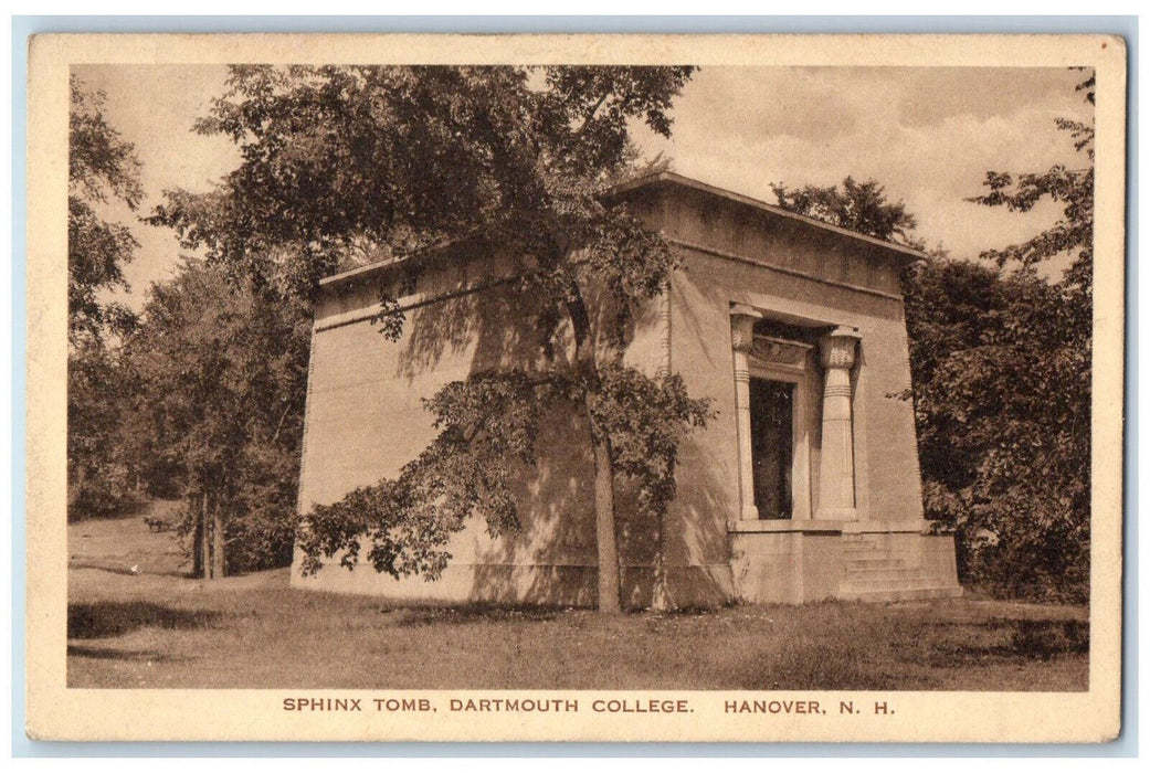 1923 Sphinx Tomb Dartmouth College Hanover New Hampshire NH Vintage Postcard