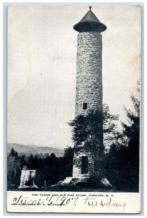 1907 The Tower and Old Pine Stump Hanover New Hampshire NH Antique Postcard