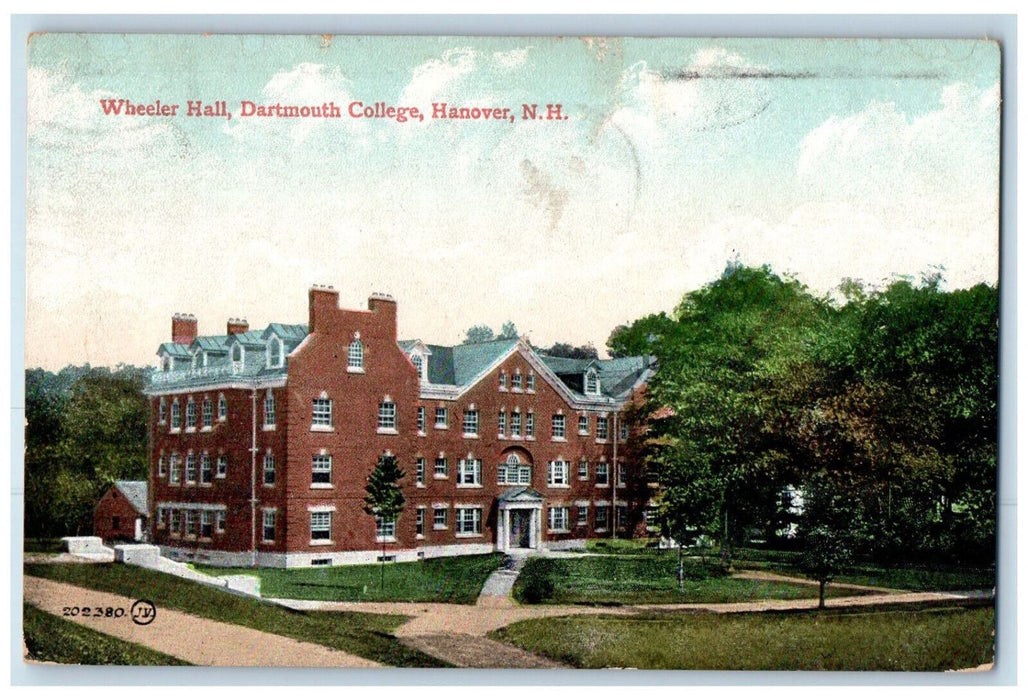 1907 Wheeler Hall Dartmouth College Hanover New Hampshire NH Antique Postcard