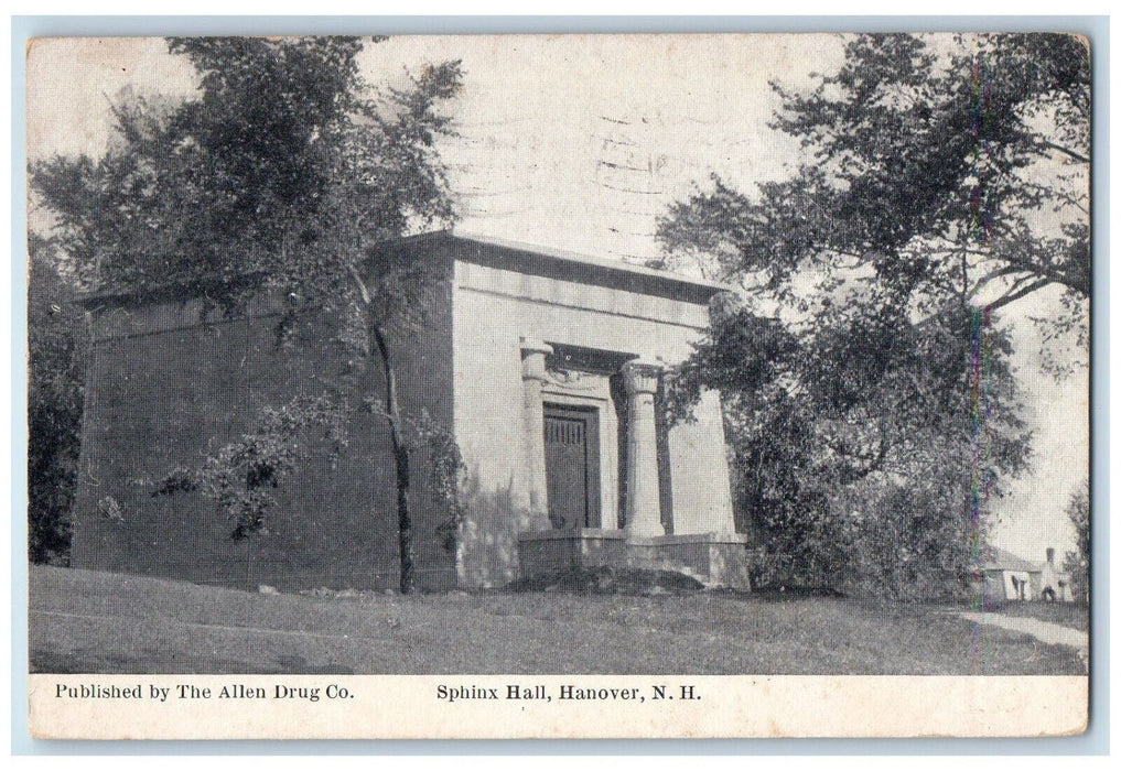 1912 Sphinx Hall Hanover New Hampshire NH The Allen Drug Co. Postcard