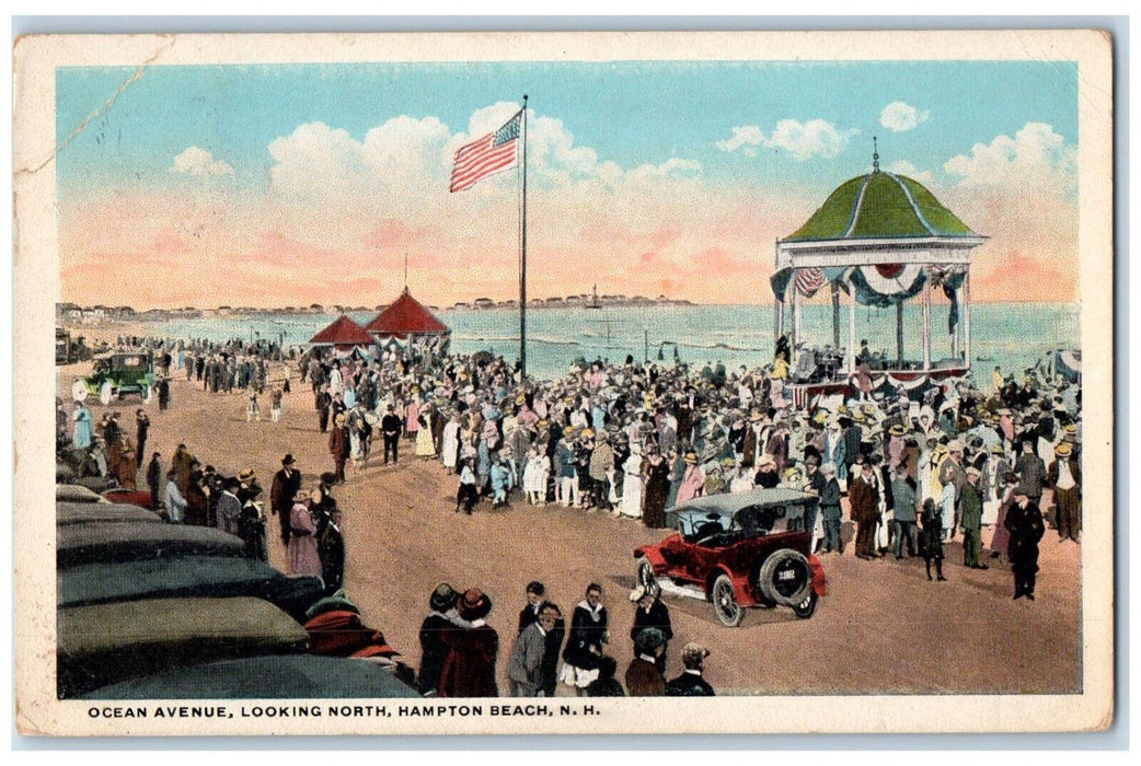 c1940's Ocean Avenue Looking North Hampton Beach New Hampshire NH Postcard