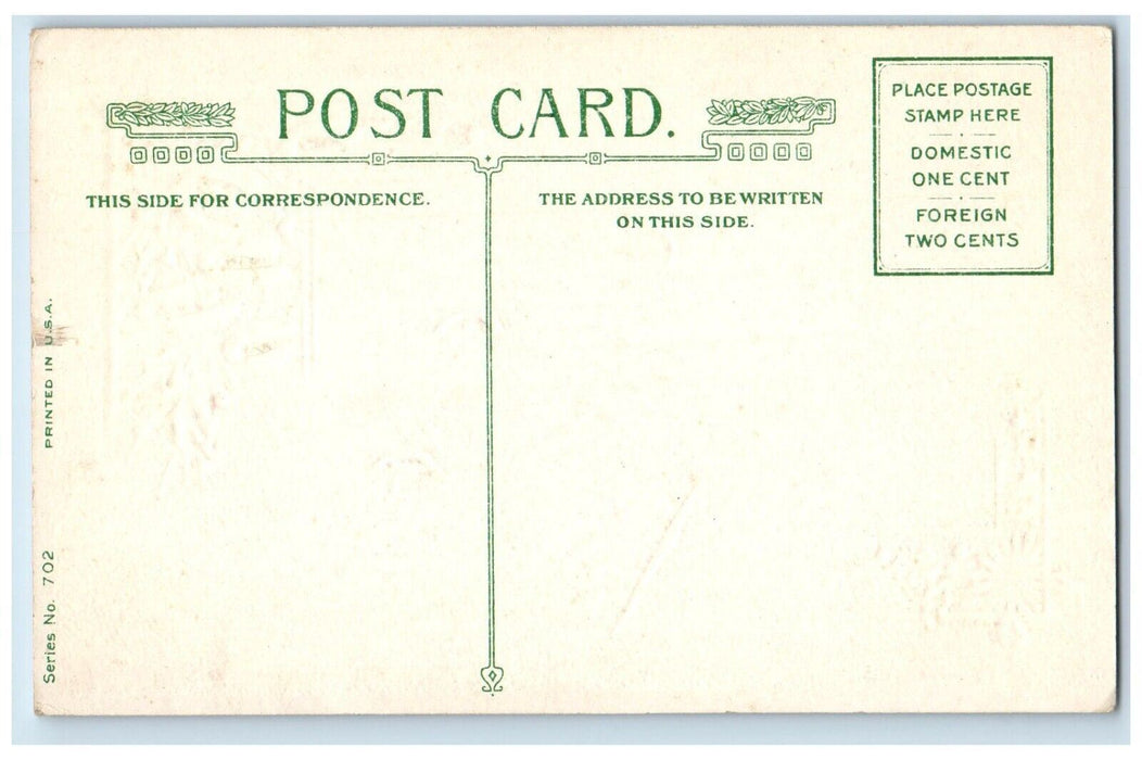 c1910's Christmas Greetings Pointessia Flowers Holly Winsch Back Postcard