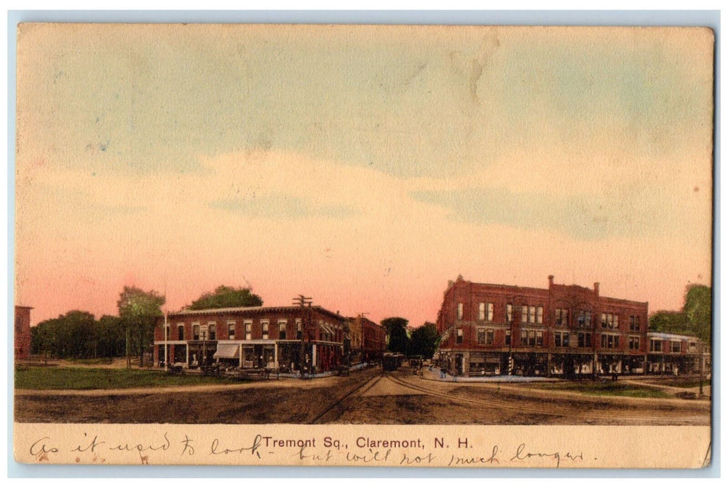 1911 Tremont Sq Claremont New Hampshire NH Antique Posted Postcard