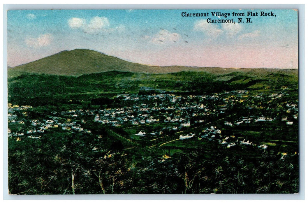 c1910 Claremont Village from Flat Rock Claremont New Hampshire NH Postcard
