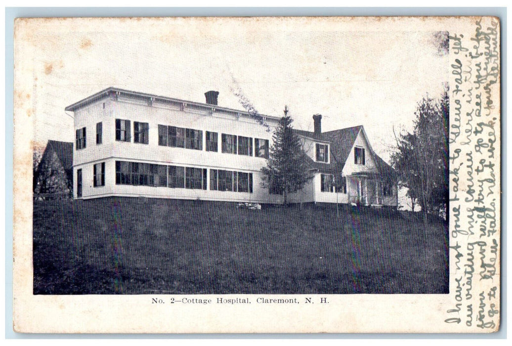 1906 Cottage Hospital Claremont New Hampshire NH Antique Posted Postcard
