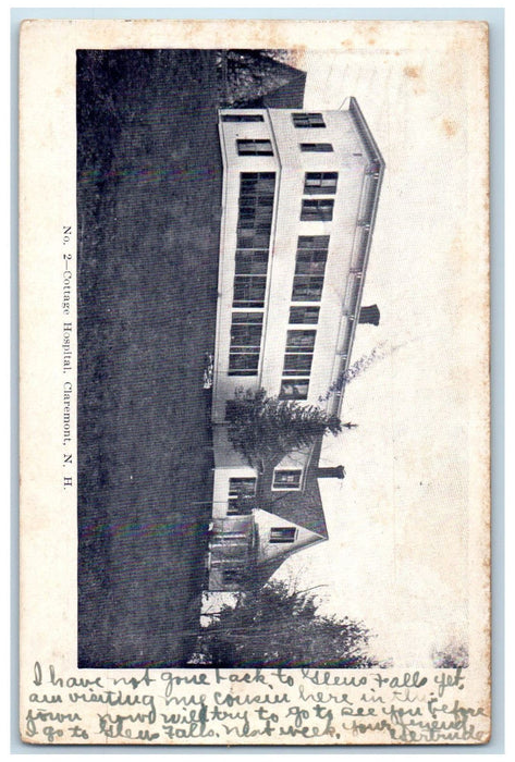 1906 Cottage Hospital Claremont New Hampshire NH Antique Posted Postcard