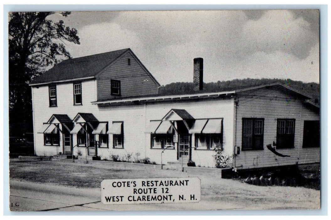 c1950's Cote's Restaurant West Claremont New Hampshire NH Vintage Postcard