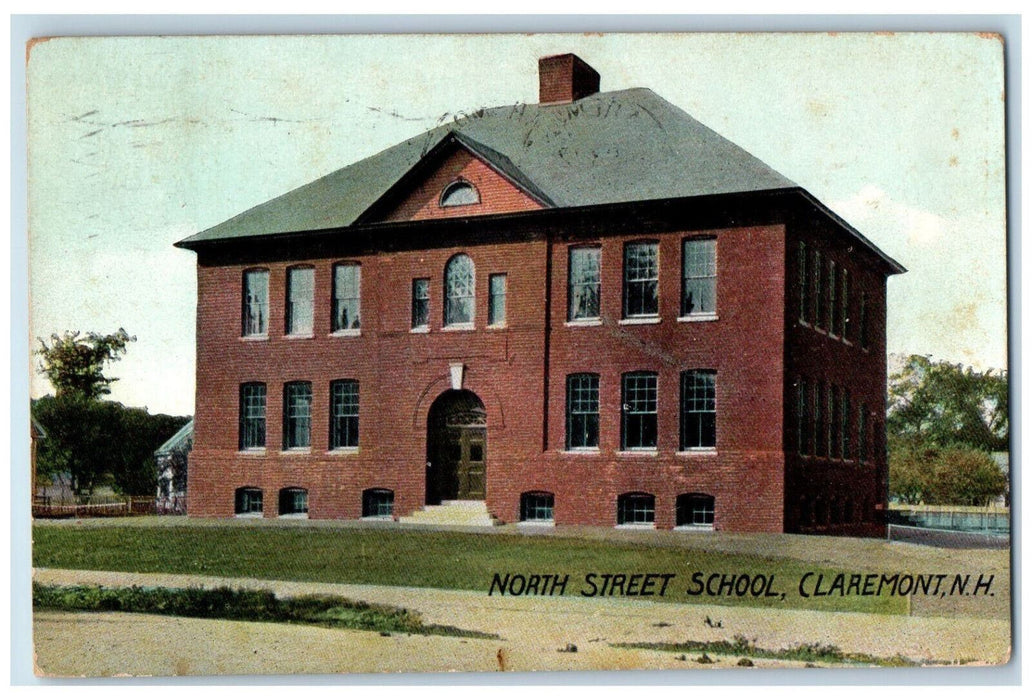 1909 North Street School Claremont New Hampshire NH Antique Posted Postcard