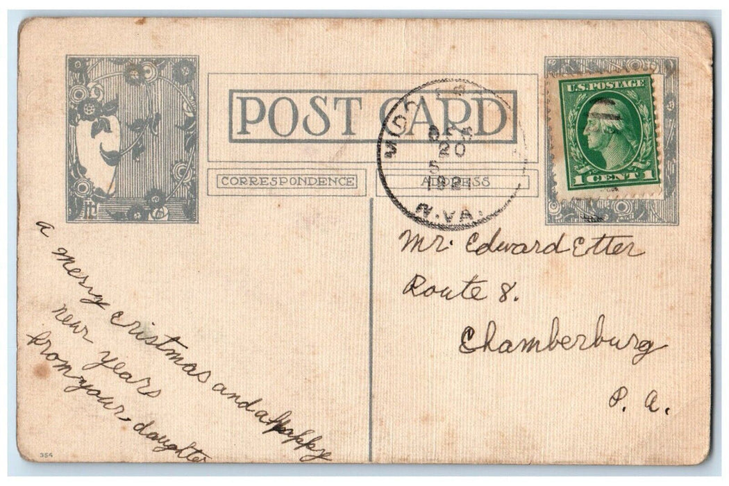 1921 Christmas Old Man Holly Cigarette Whreat Posted Vintage Postcard