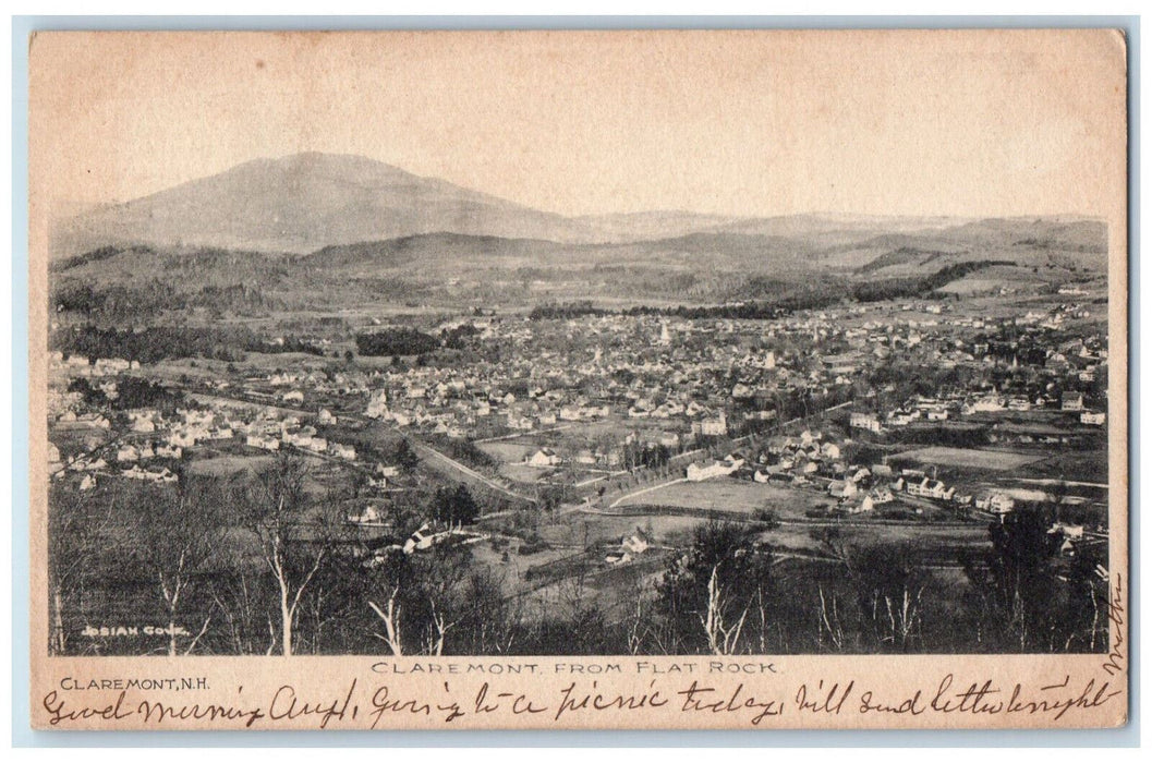 1906 Claremont from Flat Rock, Claremont New Hampshire NH Intervale NH Postcard