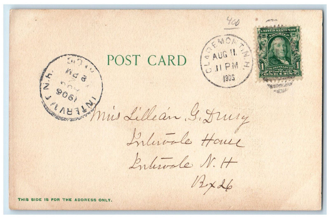 1906 Claremont from Flat Rock, Claremont New Hampshire NH Intervale NH Postcard
