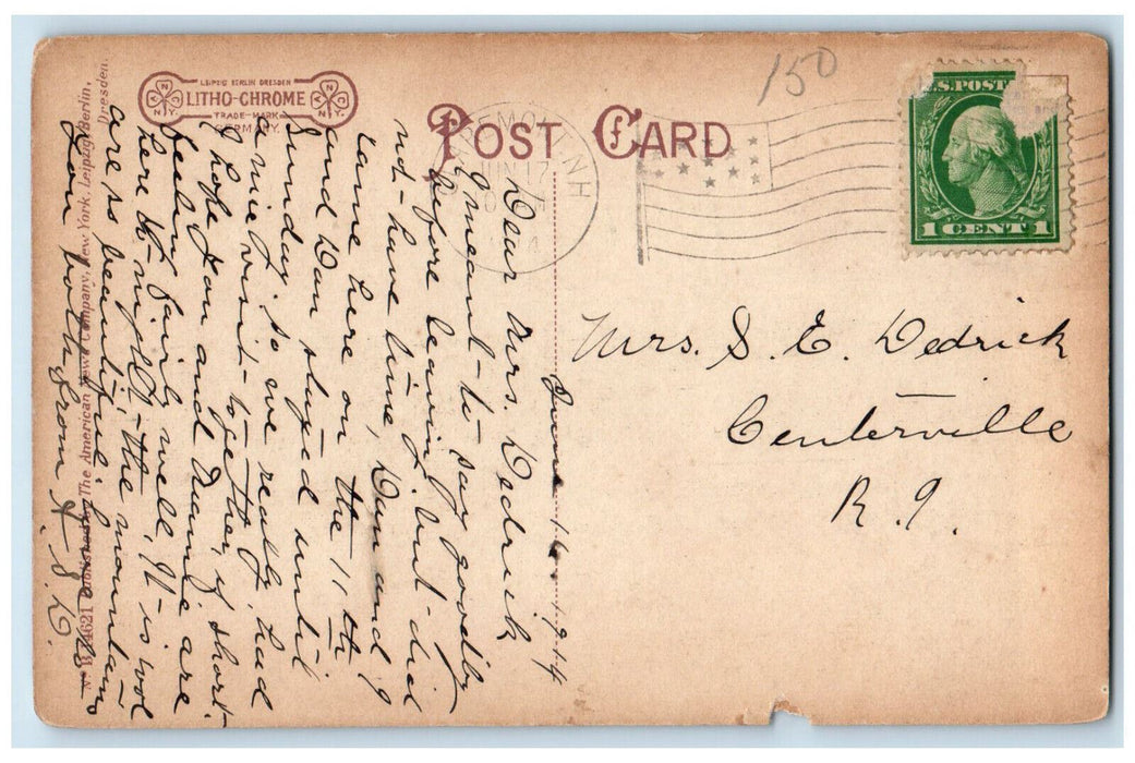 1914 View Green Mountain Claremont New Hampshire NH Antique Posted Postcard