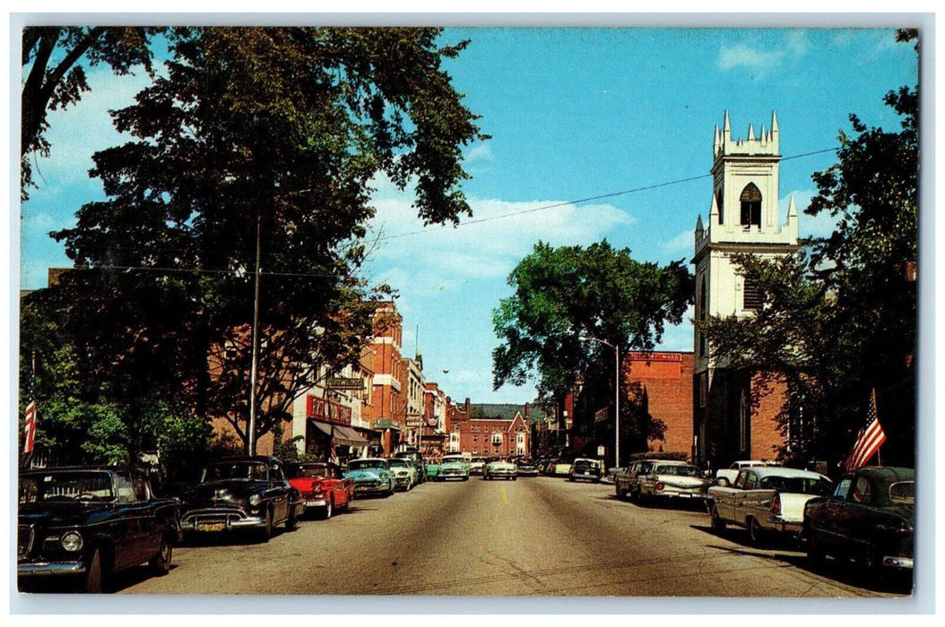 c1950's Modern Business Section Claremont New Hampshire NH Vintage Postcard
