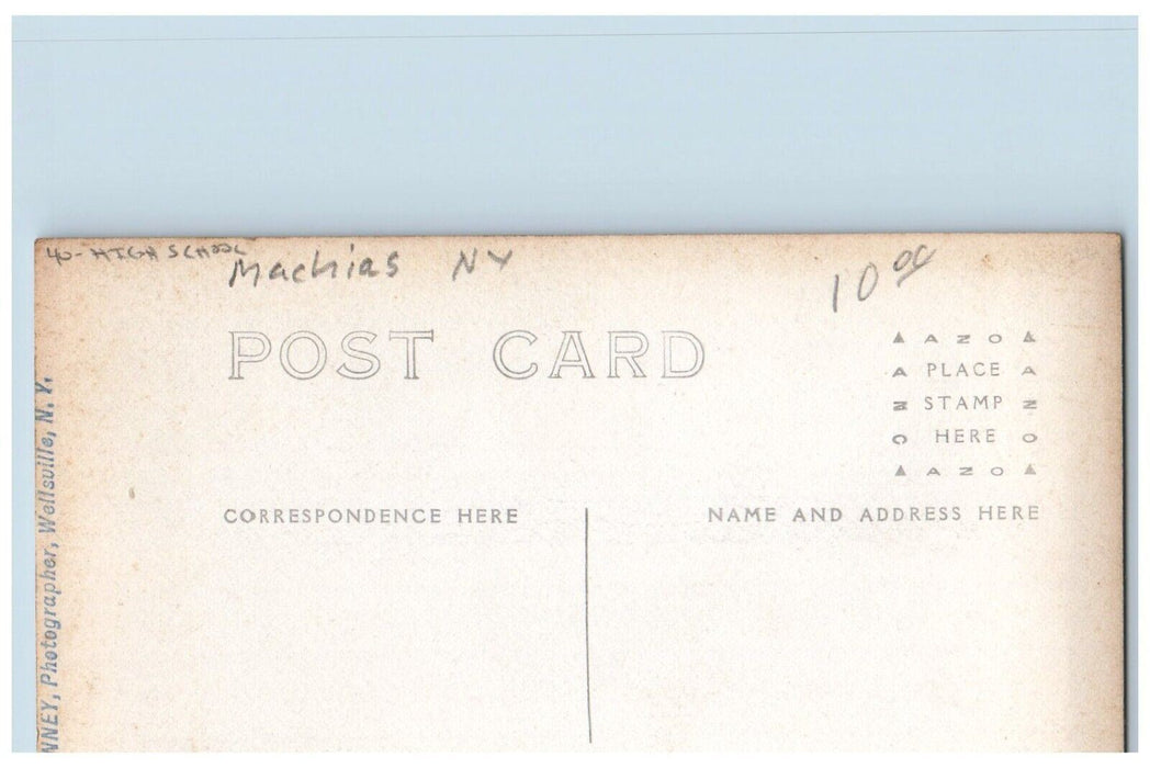 c1910's High School Building Machias Cattaraugus New York NY RPPC Photo Postcard