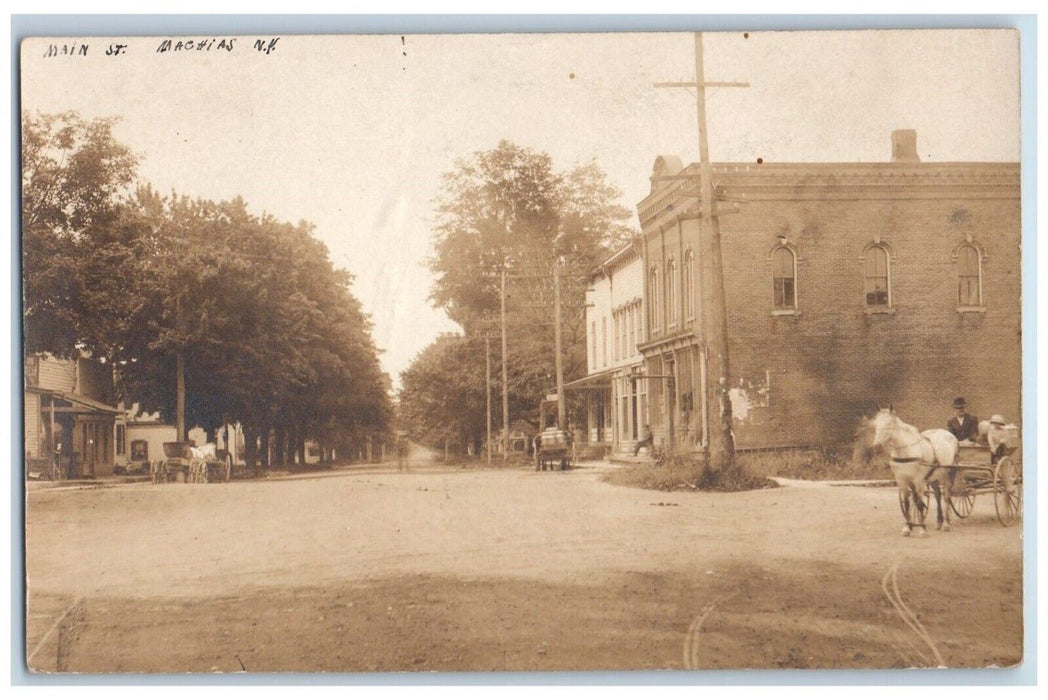 c1910's Main Street Milk Wagon Machias Cattaraugus NY RPPC Photo Posted Postcard