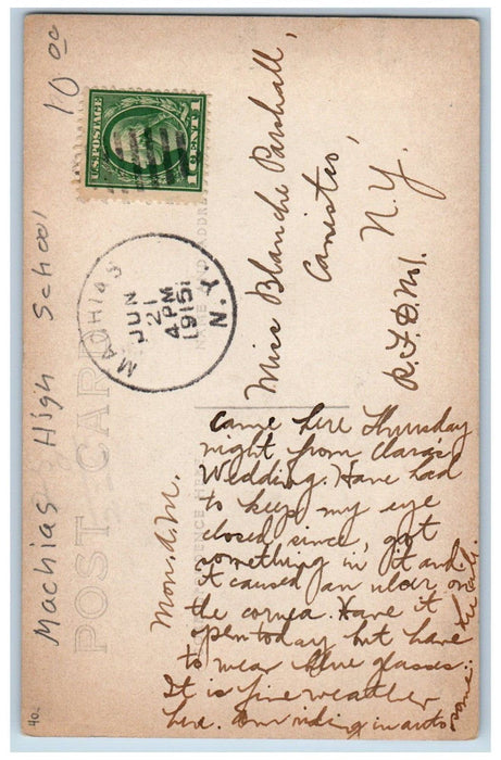 1915 Machias High School Building Cattaraugus NY RPPC Photo Posted Postcard