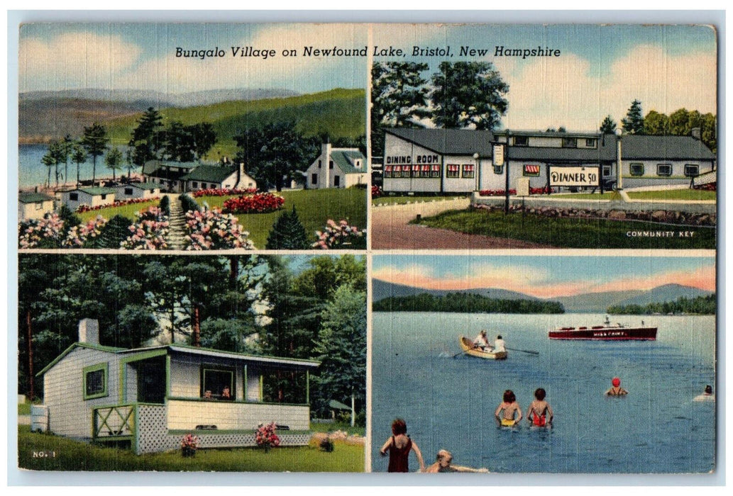 1951 Bungalo Village Newfound Lake Bristol New Hampshire NH Vintage Postcard