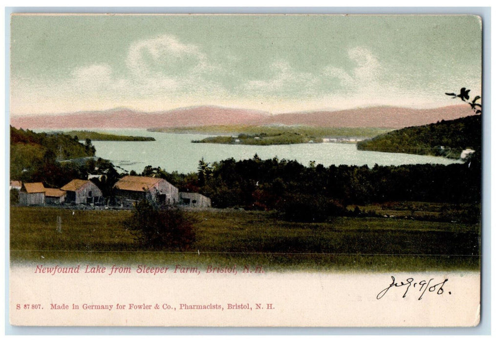 1906 Newfound Lake from Sleeper Farm Bristol New Hampshire NH Postcard