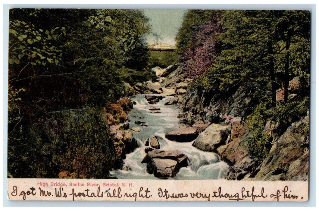 1907 High Bridge Smiths River Bristol New Hampshire NH Antique Postcard