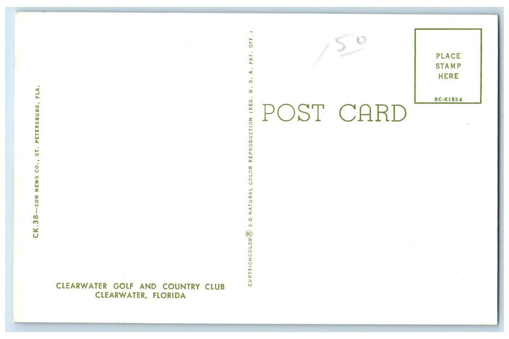c1960's View Of Clearwater Golf And Country Club Clearwater Florida FL Postcard