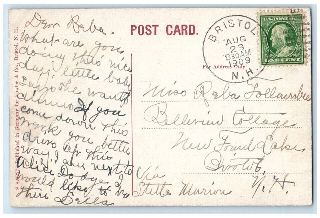 1909 Crescent Beach Newfound Lake Bristol New Hampshire NH Antique Postcard