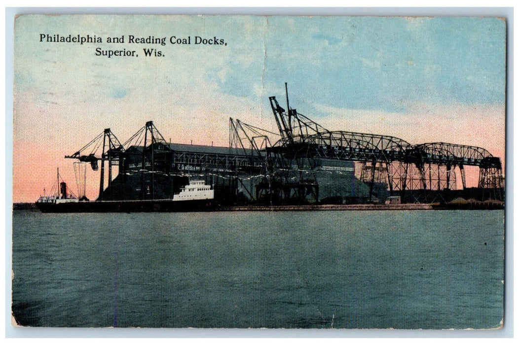 1916 Philadelphia and Reading Coal Docks Superior Wisconsin WI Posted Postcard