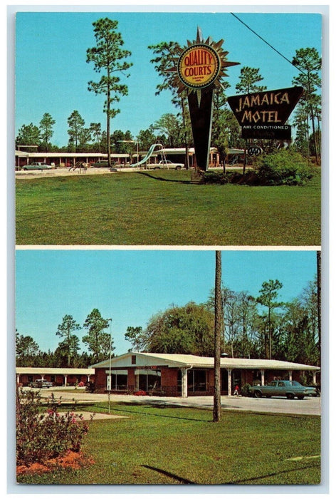 Quality Court Motel Jamaica & Restaurant Callaham Florida FL Dual View Postcard