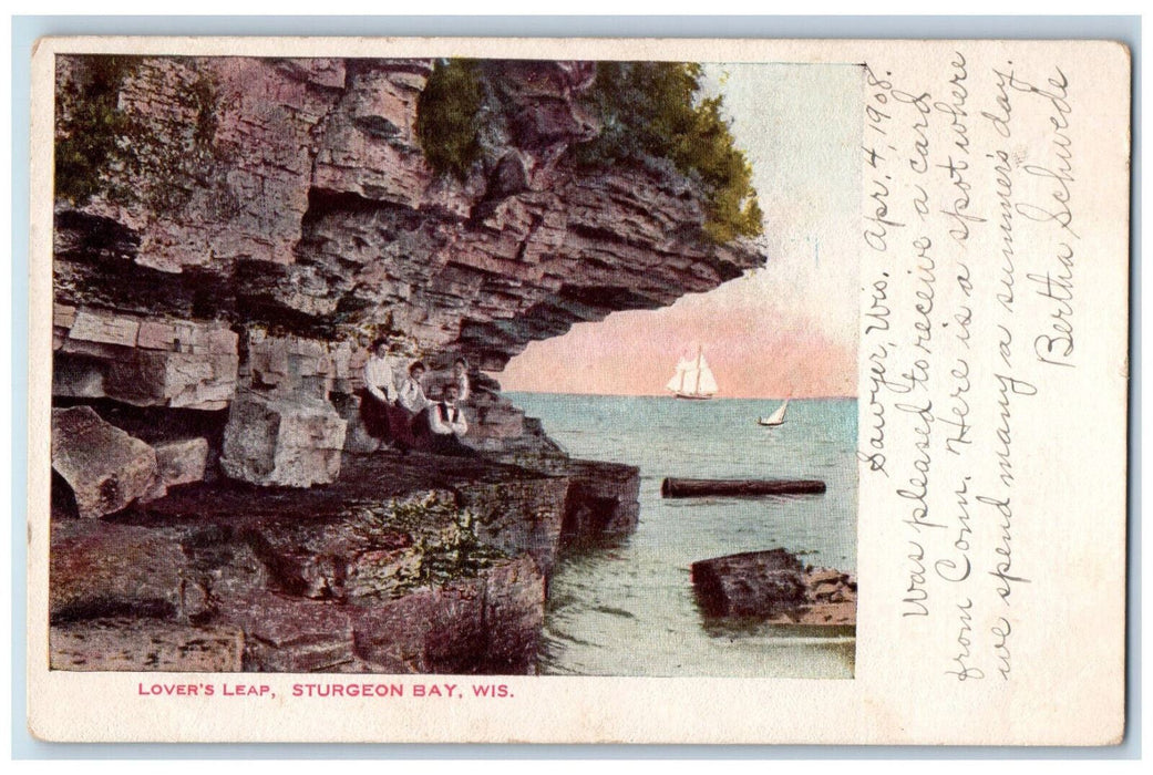 1908 Lover's Leap Sturgeon Bay Wisconsin WI Sawyer WI Antique Posted Postcard