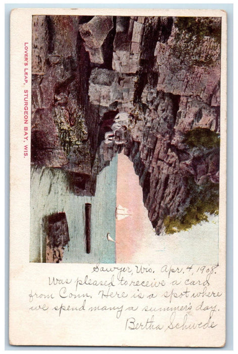 1908 Lover's Leap Sturgeon Bay Wisconsin WI Sawyer WI Antique Posted Postcard