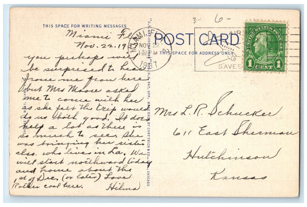 1937 Venetian Swimming Pool Palm Trees Coral Gables Miami Florida FL Postcard