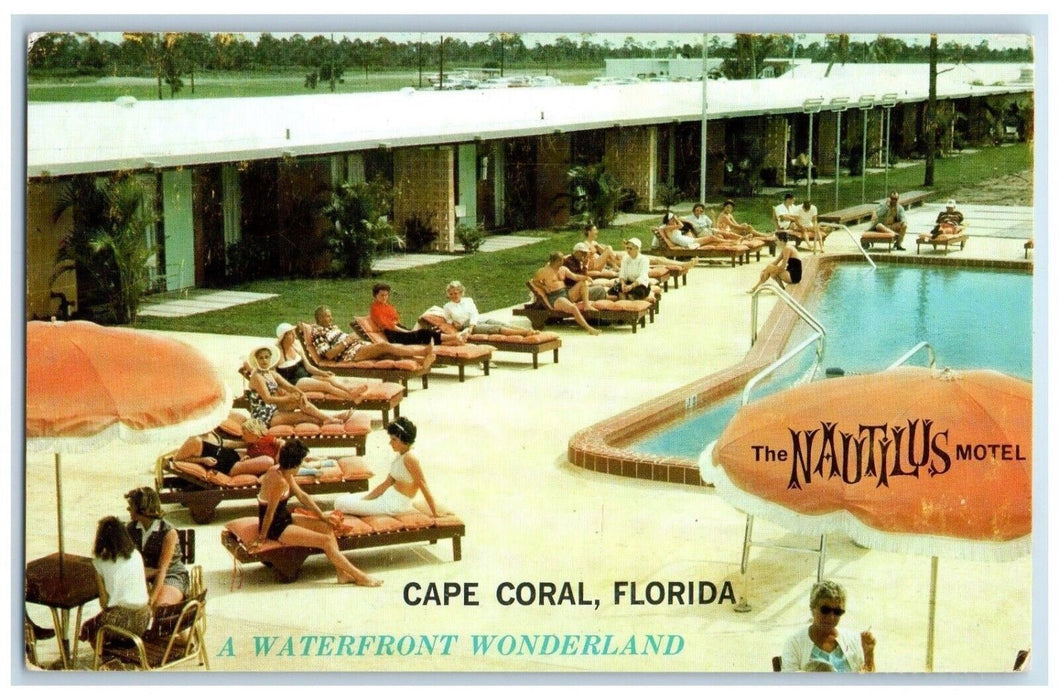 1962 The Nautilus Motel Waterfront Wonderland Cape Coral Florida FL Postcard