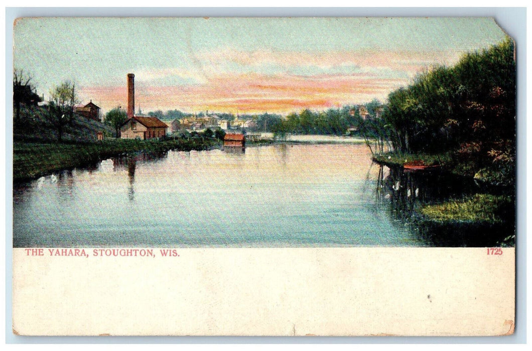 c1905 River Wooden Building The Yahara Stoughton Wisconsin WI Antique Postcard