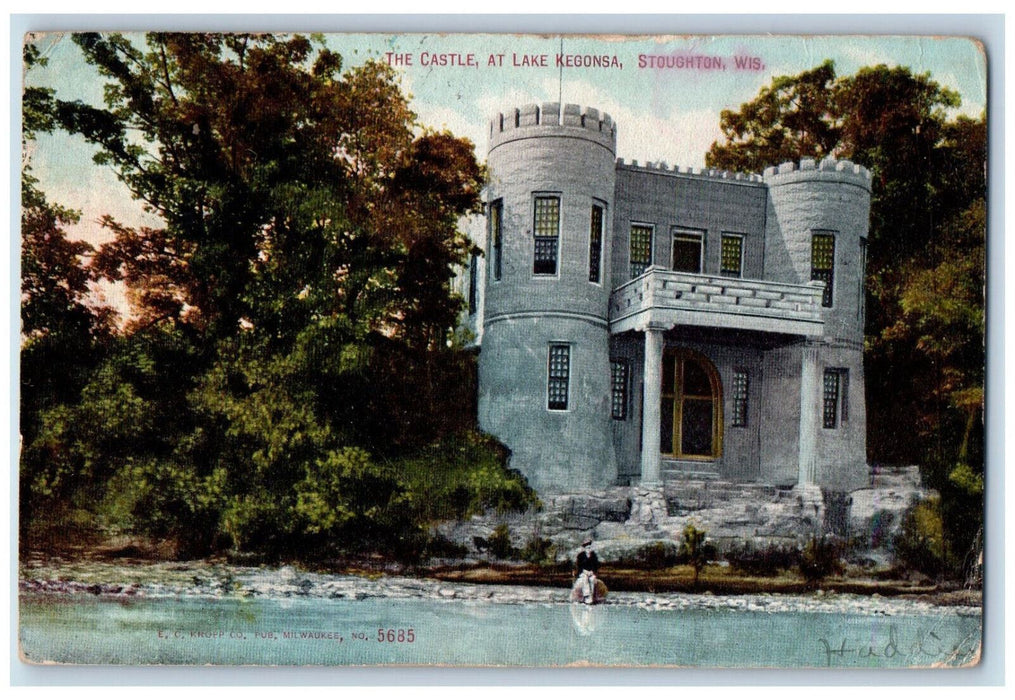 1909 The Castle at Lake Kegonsa Stoughton Wisconsin WI Antique Posted Postcard