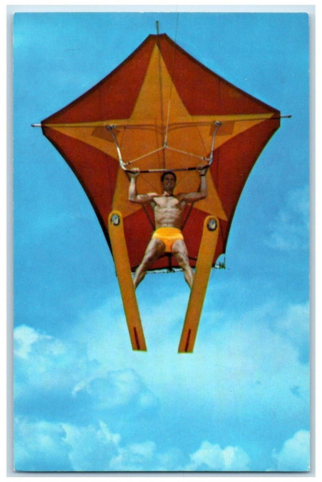c1960's Human Kite Water Skier Sailing Cypress Gardens Florida FL Postcard