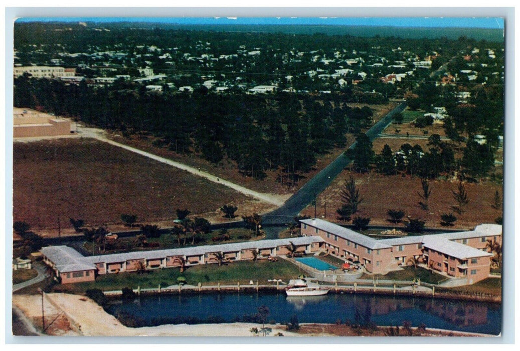 c1950's Birds Eye View University Court Motel Coral Cables Florida FL Postcard