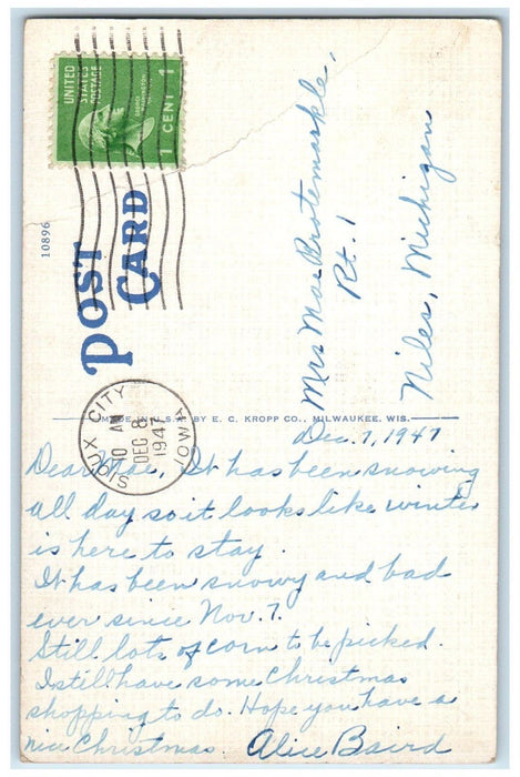 1947 Hotel Dixie Grande Building Bradenton Florida FL, Sioux City IA Postcard