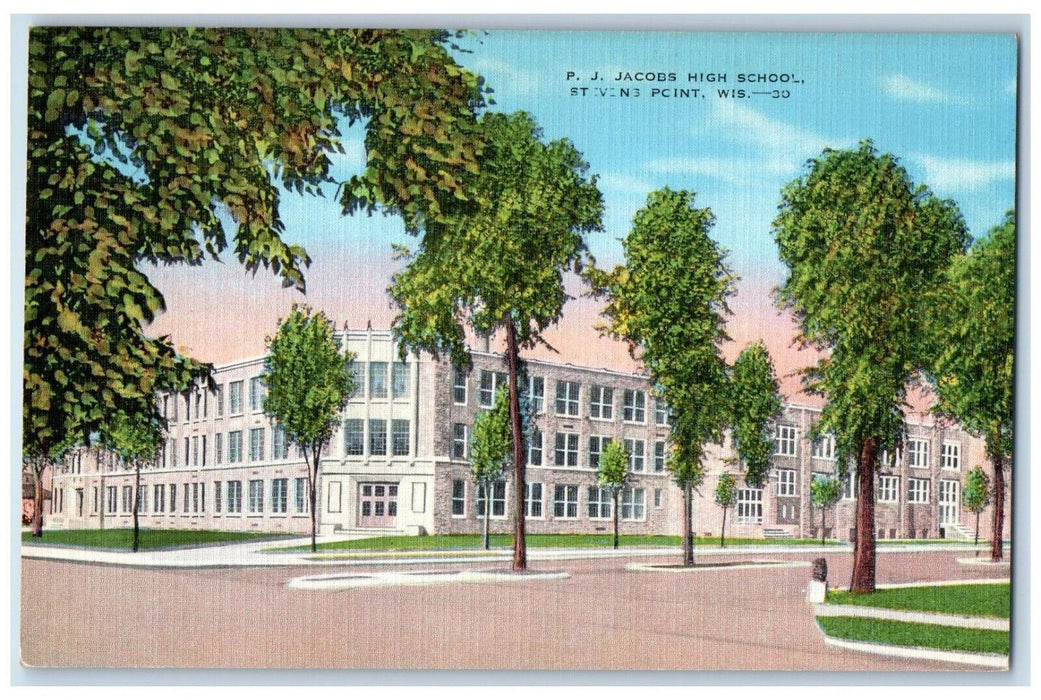 c1950's P.J. Jacobs High School Stevens Point Wisconsin WI Vintage Postcard
