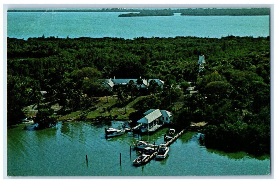 Birds Eye View Of Cabbage Key Hide-a-way Boats River Florida FL Postcard