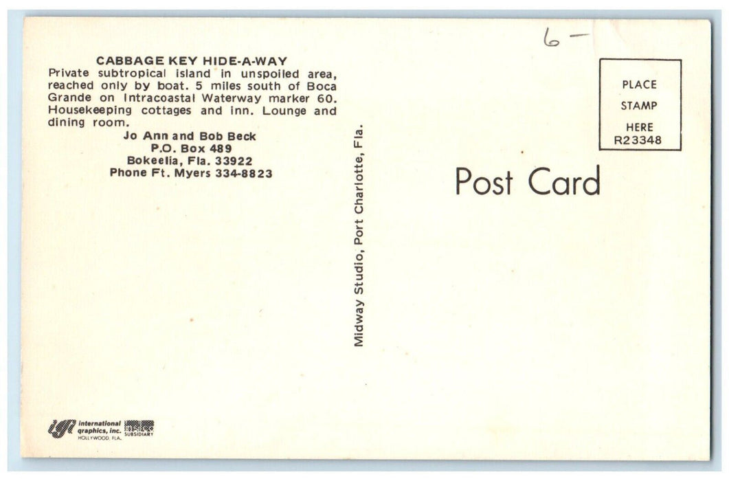 Birds Eye View Of Cabbage Key Hide-a-way Boats River Florida FL Postcard