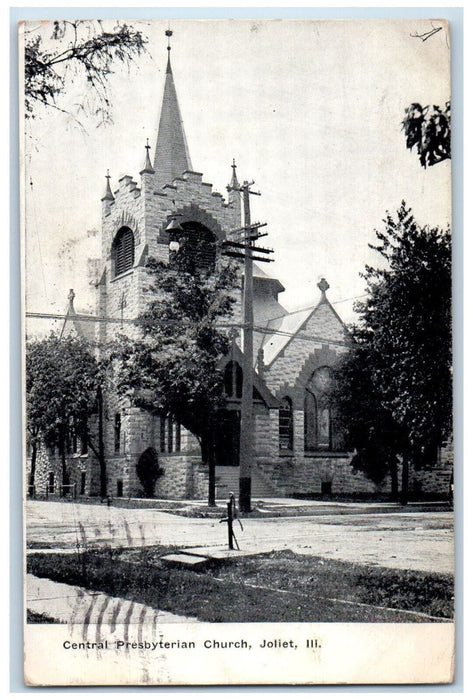 c1910 Central Presbyterian Church Joliet Illinois IL Antique Posted Postcard