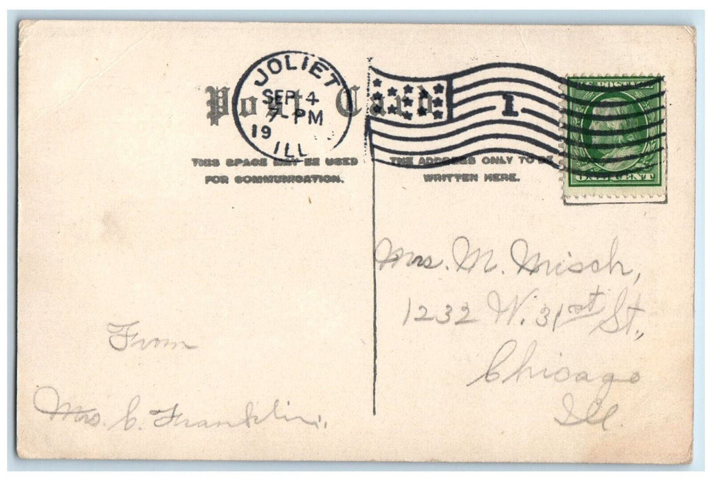 c1910 Central Presbyterian Church Joliet Illinois IL Antique Posted Postcard