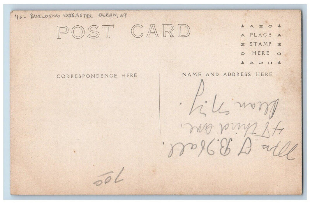 c1910's Building Disaster Olean NY, Cattaraugus RPPC Photo Antique Postcard