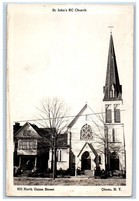 St. John's RC Church North Union Street Cattaraugus Olean NY RPPC Photo Postcard