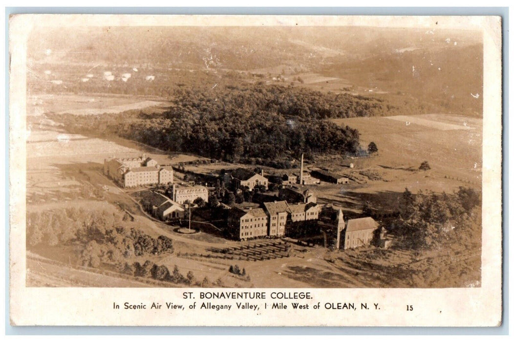 Scenic Air View St. Bonaventure College Cattaraugus Olean NY RPPC Photo Postcard