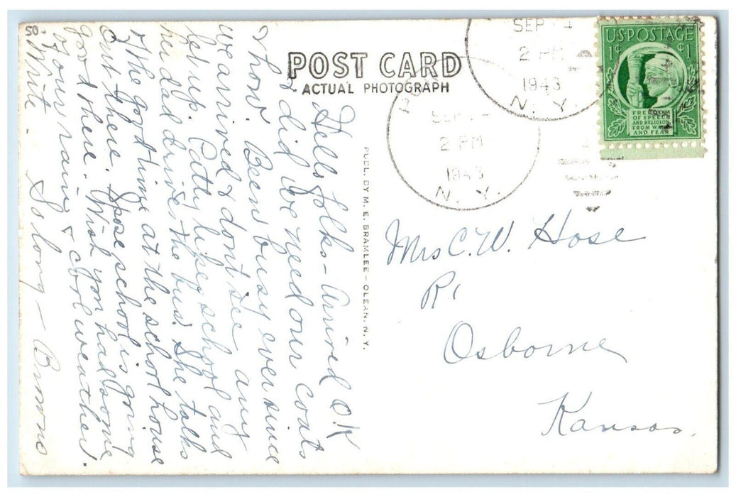 Olean NY, Olean High School Glass Co. Clark Bros Cattaraugus RPPC Photo Postcard